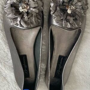 Brighton Carly Silver Women's Shoes with Floral Accent